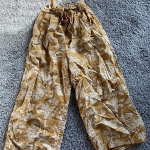 American Eagle yellow palm tree pants